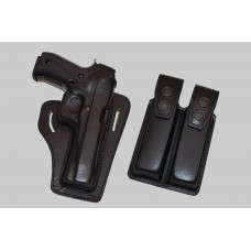 COLT 1911 Leather Pancake Holster with double magazine case